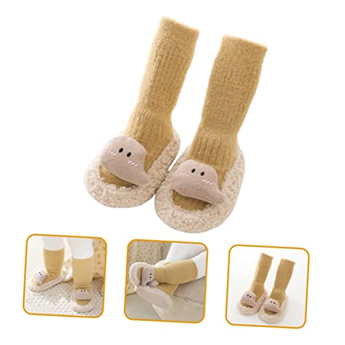 TOYANDONA Boy Girl Slippers Socks Non Slip Socks for Toddlers Fuzzy Slippers Grip Soft Comfortable Cartoon Pattern Yellow2
