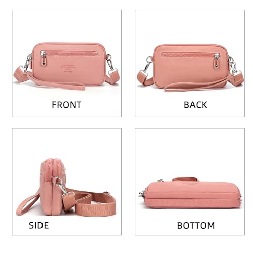 Image of JANKS Small Crossbody Bags for Women Wristlet Wallets Nylon Shoulder Bag with 4 Zipper Carry All Purse Credit Card Holder