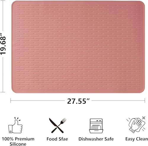 Image of Stove Top Cover for Electric Stove- Range Covers for Electric Stove,Silicone XXL Dish Drying Mat, Glass Cooktop Covers, Flat RV Range top Mats (Rosy, 28 inchx20 inch)