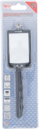 BGS 9302 | LED-Teleskop-Inspektionsspiegel | 285 - 870 mm | Kontrollspiegel | Teleskopspiegel | mit 2 LEDs | ausziehbar