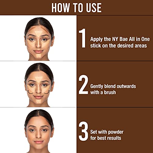 Image of NY Bae All In One Stick - Foundation Concealer Contour Color Corrector Stick | Flawless Texture, Natural Finish | For Dark Skin - Roaming in Roosevelt - Toast 7