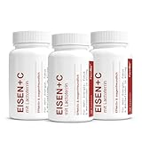Magenfreundliche Eisentabletten für Frauen mit Lactoferrin & 142 mg Vitamin C – Effektiv & bioverfügbar – vegetarisch, ohne Zusätze – Eisen-Bisglycinat & natürliches Vitamin C (180 Kapseln)