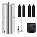 FACHIOO 2.25G Gravity Water Filter System, NSF/ANSI 42 Certified, with 4 Black Carbon Filters and Stainless Steel Spigot, Reduce Chlorine, for Home, Camping, RVing, Off-Grid, Emergencies