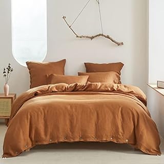 Simple&Opulence 100% Pure Linen Duvet Cover Set with Coconut Button Closure, 3 Pieces Soft Home Accessories Bedding with 1 Comforter Cover and 2 Pillowcases(King 230cm x 220cm,White)