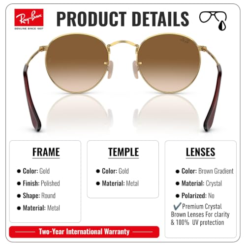Image of Ray-Ban RB3447 ROUND METAL Round Shaped Sunglasses for Men with Official RAYBAN Eyewear Kit