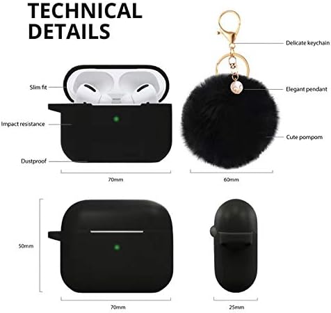 Case for Airpods Pro Case, BLUEWIND Air pod Pro Case for Air pods Charging Case, Cute Air Pods Silicone Protective Case Cover Compatible with Airpod 3 Accessories Keychain (Black)