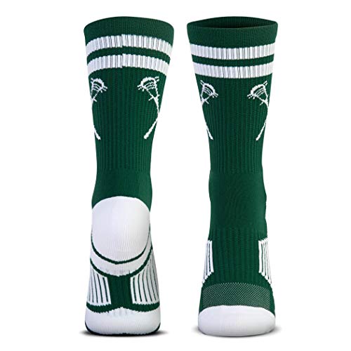 Chalktalksports Lacrosse Woven Mid-Calf Socks | Retro Crossed Sticks | Green & White #TOP1