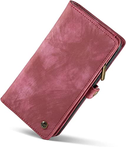 Étui portefeuille iPhone 13 antichoc rouge rabat magnétique et fente RFID