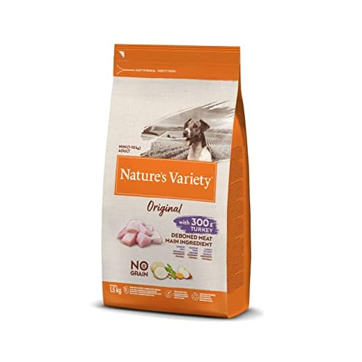 Nature's Variety Original No Grain, Pienso para Perros Adultos Pequeños, Sin cereales, con Pavo deshuesado, 1,5kg