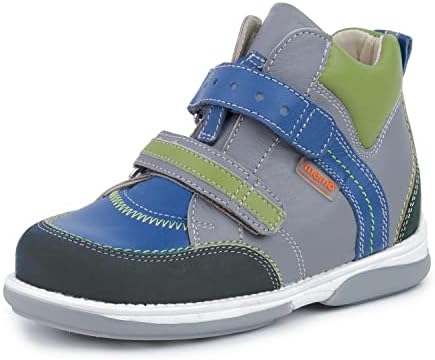 Memo Polo Ankle Support Children's Corrective Orthopedic Sneaker, Grey/Blue/Green, 25 (9 M US Toddler)