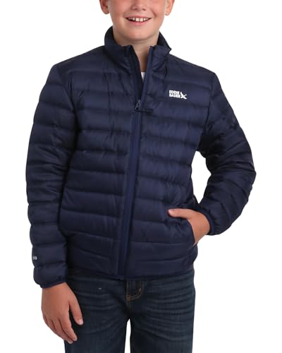 Eddie Bauer Kids' Jacket - CirrusLite Weather Resistant Down Coat for Boys and Girls- Insulated Quilted Bubble Puffer (5-20), Size 14-16, Medieval Blue