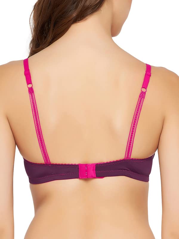 Image of Clovia Women's Polyamide Solid Padded Full Cup Wire Free T-Shirt Bra - Dark Blue