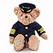 Wjfijz Simpatico Peluche Aereo Capitano Orso Uniforme da Pilota Orso Ted Orso Giocattolo Bambola Morbida Bambini Bambini Regalo di Compleanno Orso 25 cm