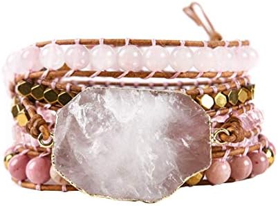 YGLINE Chakra Handmade Leather Wrap Bracelet Imperial Jasper Wrap Adjustable Bead Bracelet