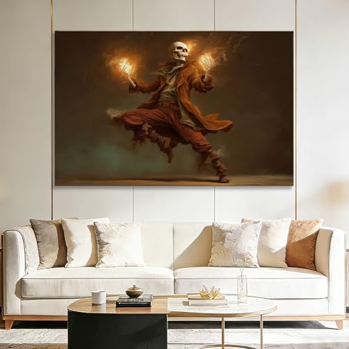 Tableau gothique crâne impression sur toile moderne grande décoration noire salon 90x60