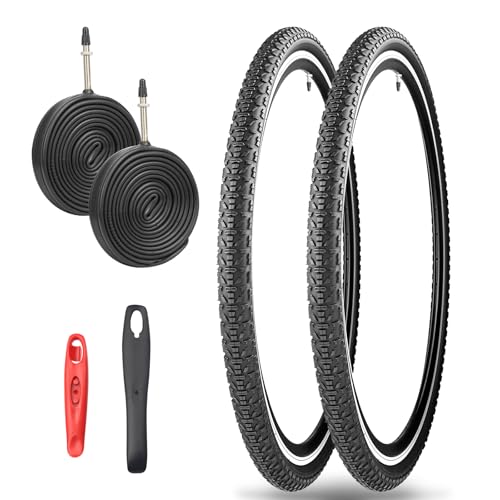 1/2er Set 700x40c Fahrradreifen 28x1,60 Zoll 42-622 Rennrad Reifen mit FV 48MM Schläuchen & Reifenheber (2 Set (2X Reifen+2X Schlauch+2X Reifenheber), 700X40C)