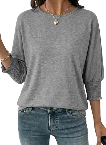 Dokotoo Summer Womens Tops Spring Short Sleeve Shirts for Women Spring 2026 Fashion Trendy Dressy Business Casual Tops Outfits Teacher for Women Grey T Shirts Clothes Clothing