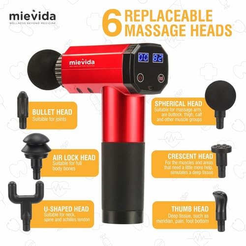 Mievida Fit General Ex Portable Electric Body Massage Gun | Deep tissue tissue massage machine for relief from whole body pain and stress. 6 wireless, reconstructed, cool hand with special heads Mievida Fit General Ex Portable Electric Body Massage Gun | Deep tissue tissue massage machine for relief from whole body pain and stress. 6 wireless, reconstructed, cool hand with special heads