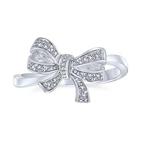 Anillo de lazo de cinta de circonio cúbico para mujer Cover