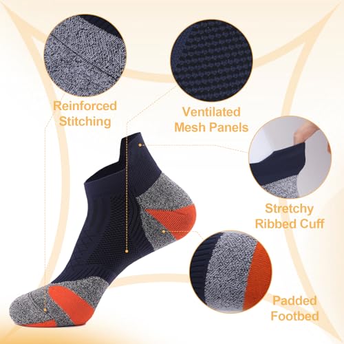 Men’s Running Socks Non-Slip Cushioned Moisture Wicking,Material Coolmax for Gym Sports Basketball (1 Pair)3