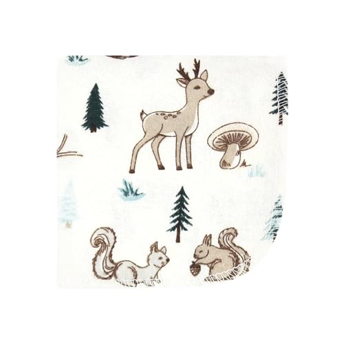 Image of Hudson Baby Unisex Baby Flannel Cotton Poly Washcloths, Boy Woodland Pals 10Pk, One Size