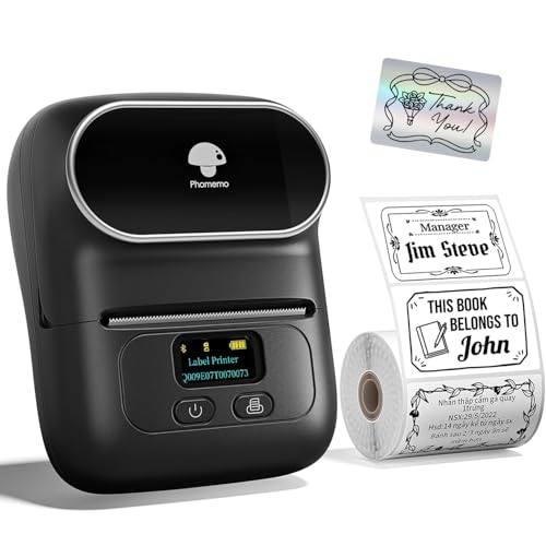 Phomemo M110 Label Printer with Tapes, 2 Inch Portable Thermal Label Maker for Home School Office Small Business Address, Barcode, Crafts, Retail, Support Smart Phone & Computer Connectivity by Phomemo - Used condition - CA$35.59