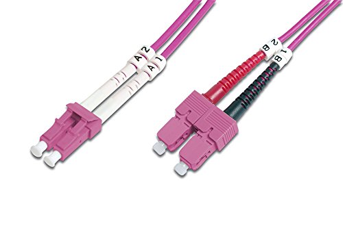 DIGITUS DK-2532-01-4 – Câble À Fibre Optique OM4 – 1 m – LC à SC – Câble Fibre Optique Duplex – 1/10/40/100 Gbit/s – MM Multimode LAN – Type De Fibre : 50/125 – Violet