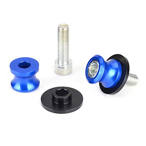 Goldfire 2Pcs 10Mm M10 X1.25 Motorcycle Swing Arm Sliders Spools Cnc Swing Arm Stand Screw For Fzr 1000/600R/400 For Kawasaki Z750 /Z750S/ Z750R /Er-6F /Er-6N /Duke 125/200/390 (Blue) #TOP2