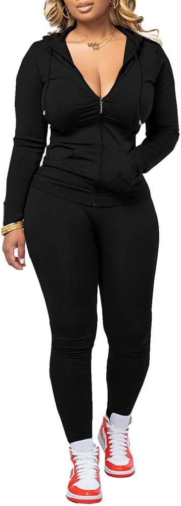 Nimsruc Two Piece Outfits For Women Long Sleeve Bodycon Tracksuit Casual Sweatsuits Jogger Sets - Image 2