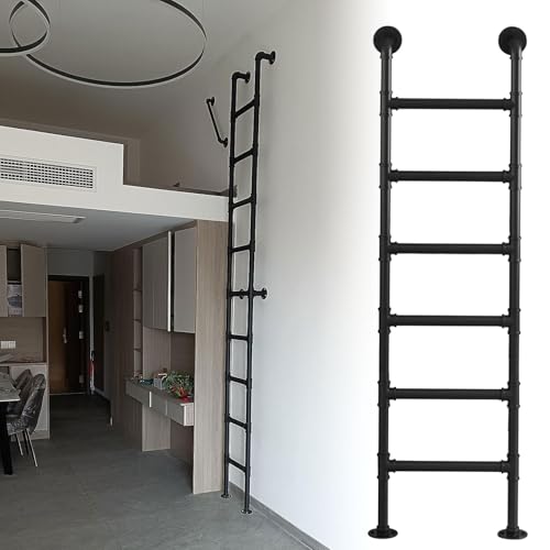 Escalera de metal para loft hecha de hierro industrial resistente de 260 cm 2
