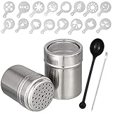 Verpackungsinhalt: 2 Schokoladenshaker, 16 Kaffeeschablonen, 1 Kunstschablonenstift, 1 Löffel.