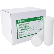 Oasis Stretch Gauze Rolls, 4 in x 4.1 Yards, Latex Free, Conforming Non-Sterile Gauze, 12/Pack
