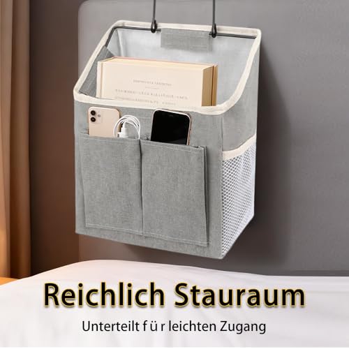 Jonlitze 2 Stücke Hängende Aufbewahrung, High Capacity Faltbares Wandorganizer,Hochwertigem Segeltuch Lagerung Veranstalter, mit 5 Fächern Hängeorganizer für Zuhause Badezimmer 30.5 x 23.5 cm Grau