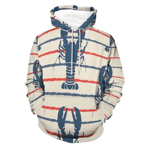 Hoodie homard UMENG sweat à capuche avec motif imprimé original et manches longues S