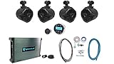 (4) Rockville RWB70B Black 6.5' Marine Wakeboard Swivel Speakers+Amp+Receiver