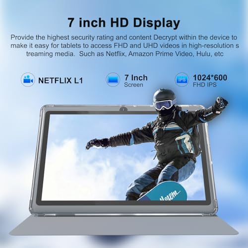 Image of Tablet with Case 7 inch Tablet Android 14, 8GB RAM (5GB Expandable) 32GB ROM 7 inch Tabletas Supports 1TB MicroSD, Long Battery Dual Camera Tableta 5G WiFi-6 Android tablets with Tablets Protective Cover