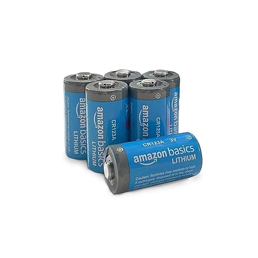 Amazon Basics 6-Pack CR123A Lithium Batteries, 3 Volt, 10-Year Shelf Life