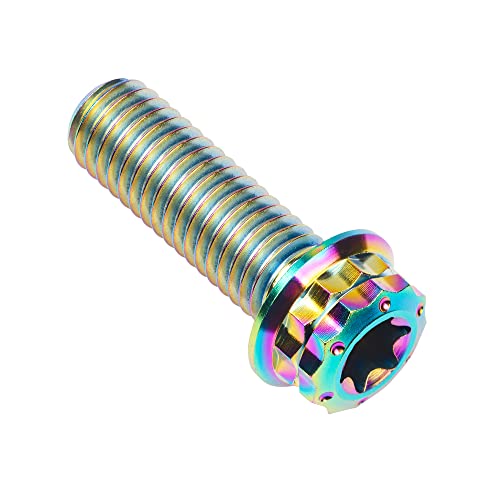 Image of Titanium Flange 12 Point Head M8 x15 20 25 30 35 40 45 50 55 60 65mm Screw Bolt Pack of 4 (M8x25mm, Rainbow)