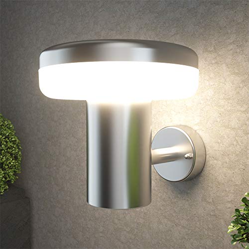 Preisvergleich Produktbild NBHANYUAN Lighting® LED Außenlampe / Wandlampe Silber Edelstahl Aussenwandleuchten 3000K Warmweiß Licht 220-240V 1000LM 9W IP44 (ohne PIR Sensor)