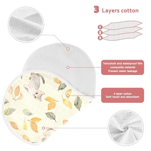 vvfelixl Watercolor Cat Leaves Burp Cloths for Baby Boy Girls Baby Washcloths Burp Rags 1 Pack3