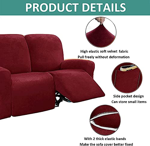 Housse de canapé inclinable extensible et imperméable rouge pour fauteuil 1 place
