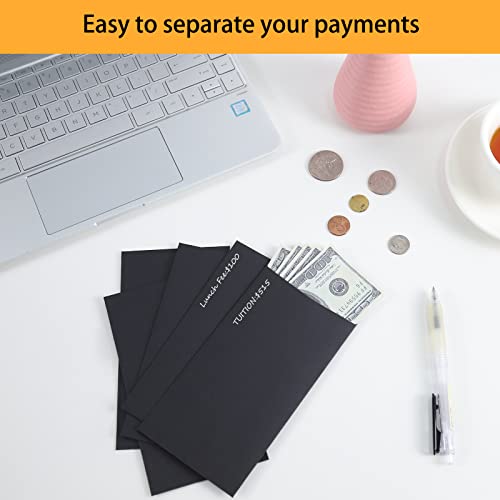 100 Pack Cash Envelopes Self Adhesive 6.7X3.5 Inch, Fit For Envelope Money Saving Challenge, Black Large Money Envelopes For Cash, Budgeting, Tips, Check, Coin & Tickets #TOP4