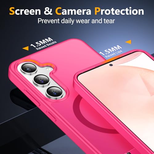 Image of SPIDERCASE Magnetic for Samsung Galaxy S24 Case, [3 Stand Ways][ Military Grade Drop Protection] with Invisible Stand Shockproof Slim Case for S24 6.2 inch,Rose Red