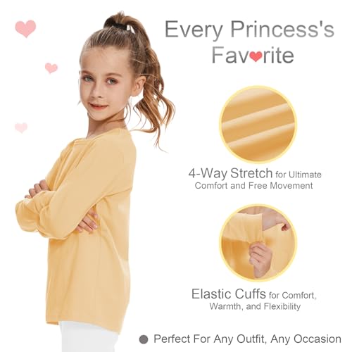 Image of 3T 4T 5T to 12 Years Girls Long Sleeve Shirts Kids Cotton T-Shirt Toddler Basic Crew Neck Top
