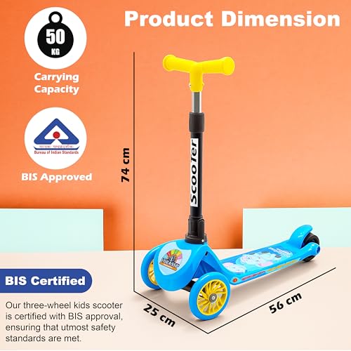 Image of VGRASSP 3 Wheel Skate Scooter for Kids with PVC Wheels, Foldable & Height Adjustable Handlebar, Rear Brake - Outdoor Kick Cycle for Boys & Girls - (Narrow Wheels)