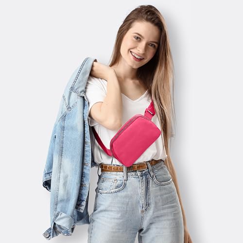 Image of JSJ Mini Fanny Pack for Women & Men,Valentines Day Gifts for Girls Teens Kids Daughter Sister Her,Trendy Stuff Crossbody Bags Cute Everywhere Belt Bags.(Pink Glow)