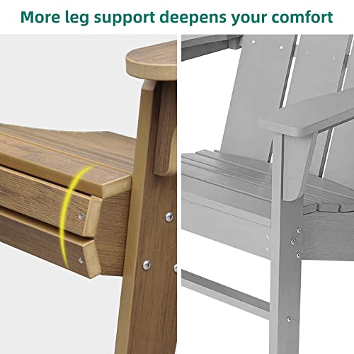 Dwvo Deluxe Oversized Adirondack Chair, Weather Resistant Poly Resin Fire Pits Chair, Wood Grain Polystyrene Outdoor Chairs For Patio Pool Deck Lawn And Garden, Brown #TOP6