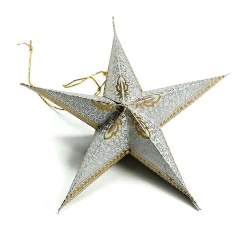 Étoile en papier suspendue lot de 5 pièces blanc argent or pour décoration Noël