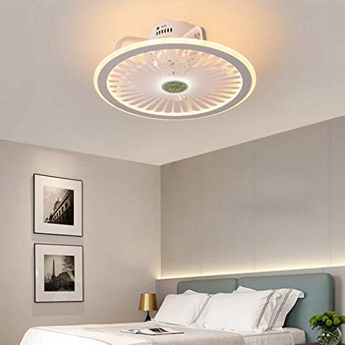 OMGPFR Mute Ceiling Fan with Lighting LED Light App and Remote Control Ultra-thin 18CM Ceiling Lamp Invisible Quiet 40W Dimmable Fans Ceiling Lights for Living Room Bedroom Lighting,White