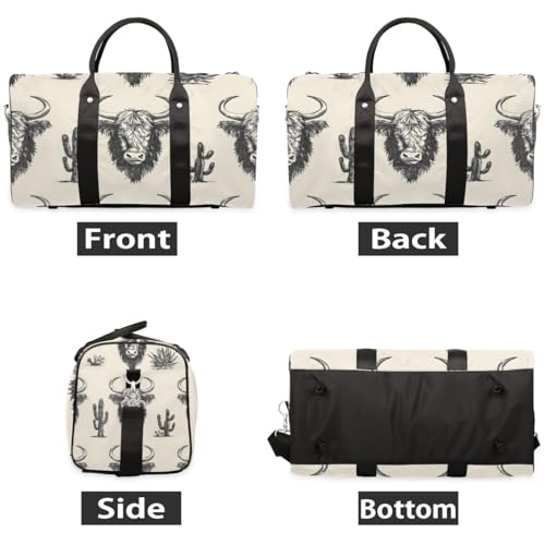 Travel Duffle Bag Cattle Cactus Gym Bags for Men Women Travel Duffel Bags with Adjustable Shoulder Strap Carry On Weekender Bag3